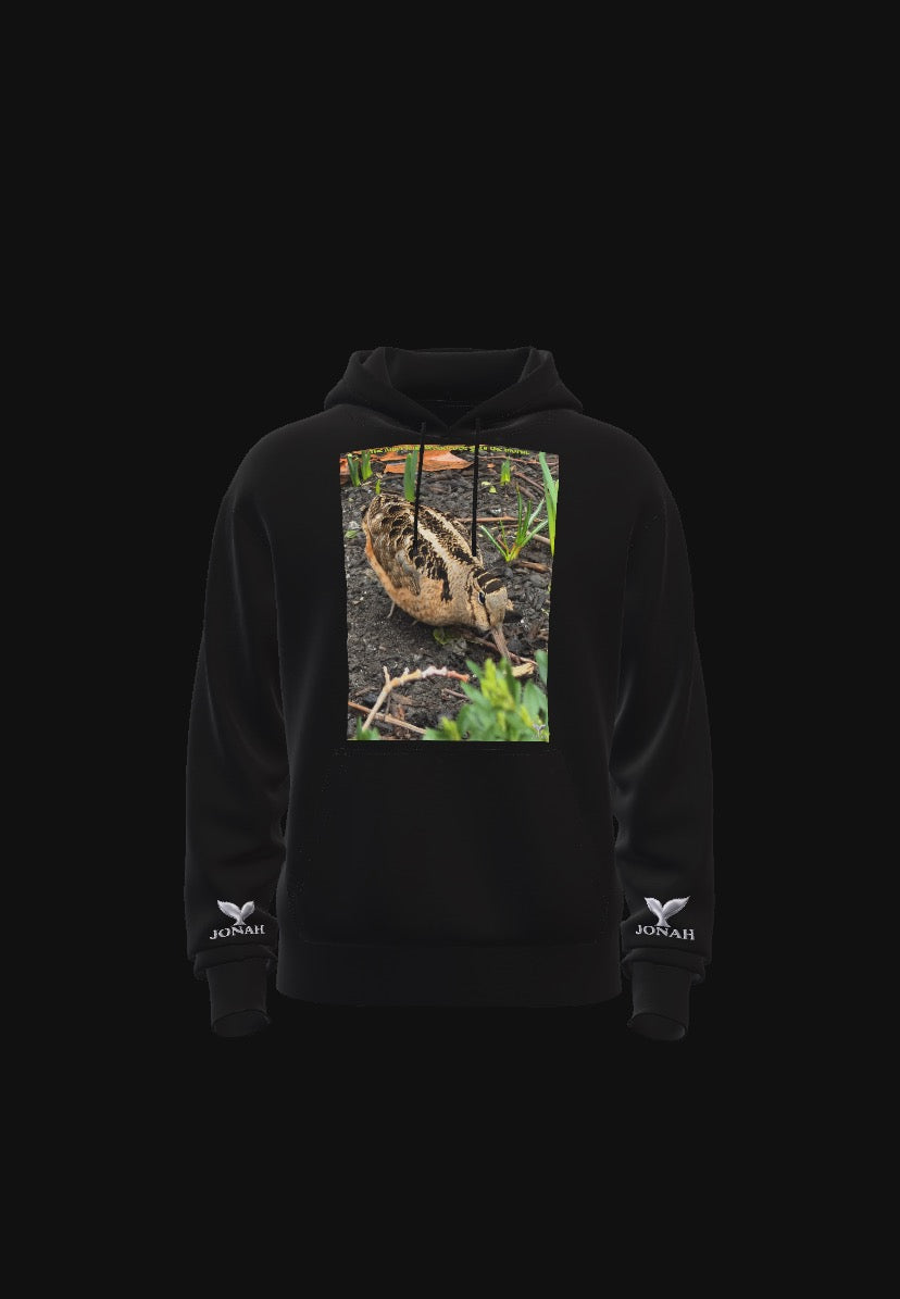 D010) Wings Hoodie (The American Woodcock Gets The Worm)